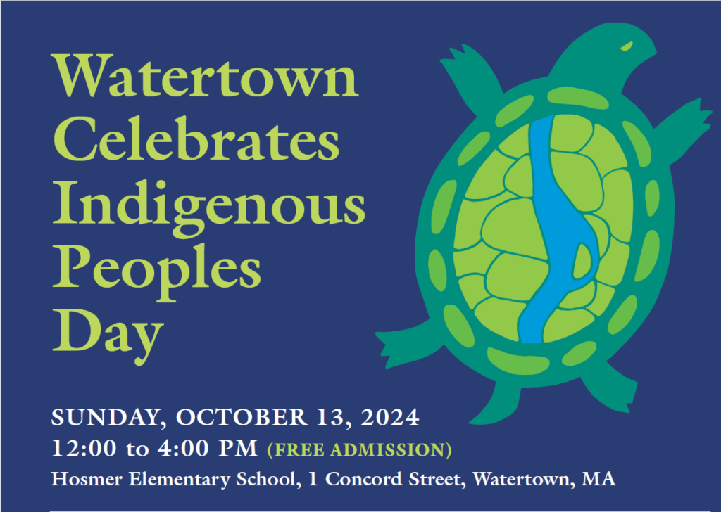 To the left of Turtle Island, it reads WATERTOWN CELEBRATES INDIGENOUS PEOPLES DAY