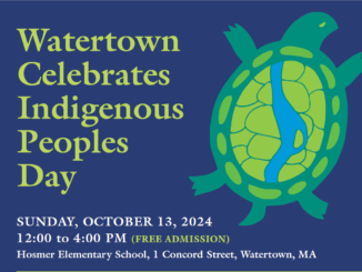 To the left of Turtle Island, it reads WATERTOWN CELEBRATES INDIGENOUS PEOPLES DAY